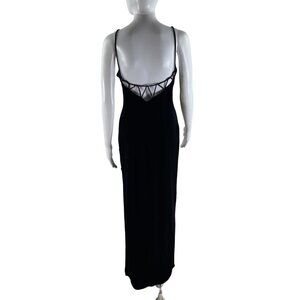 VTG Dress Womens 6 BLUE Velvet Maxi Slip Y2K 90s Romantic Goth Vampy Prom HOCO